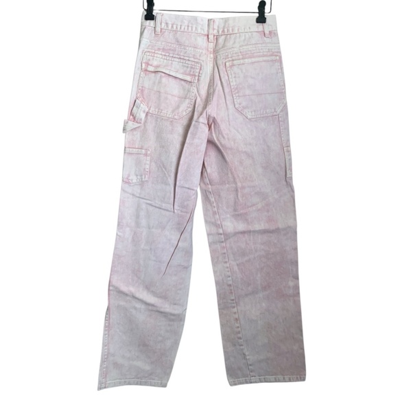 Forever 21 Jeans Size 26 Pink Wash Jeans Carpenter Wide Leg 100% Cotton Jeans - Picture 3 of 8